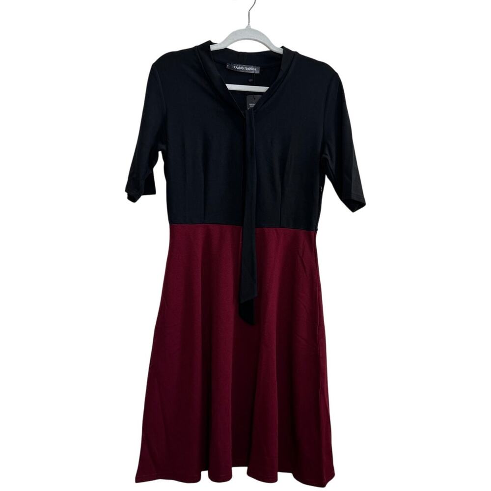 NWT Women's Dress 50s Style Ascot High Waist Office Professional Large